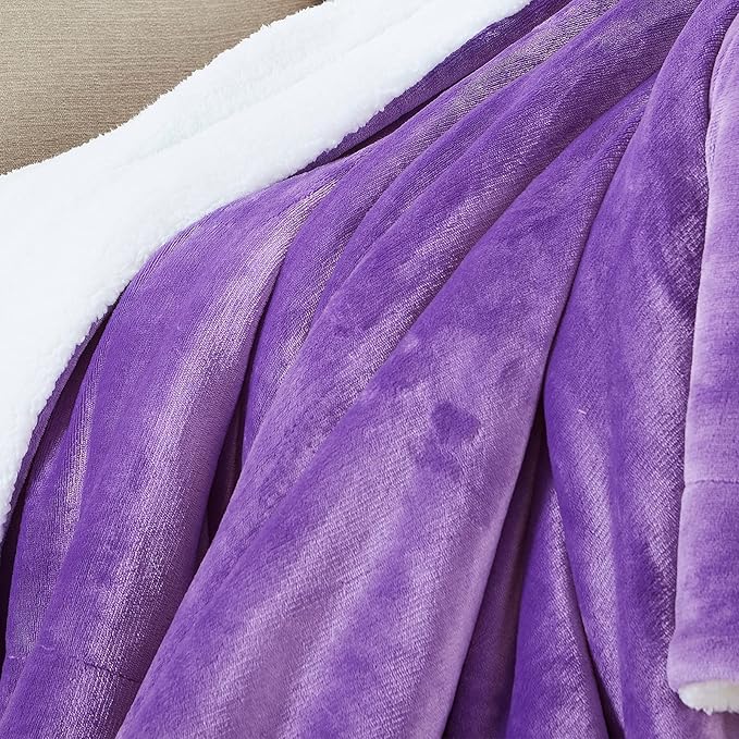 SOCHOW Sherpa Fleece Throw Blanket, Double-Sided Super Soft Luxurious Plush Blanket King Size, Purple 90inch X108''