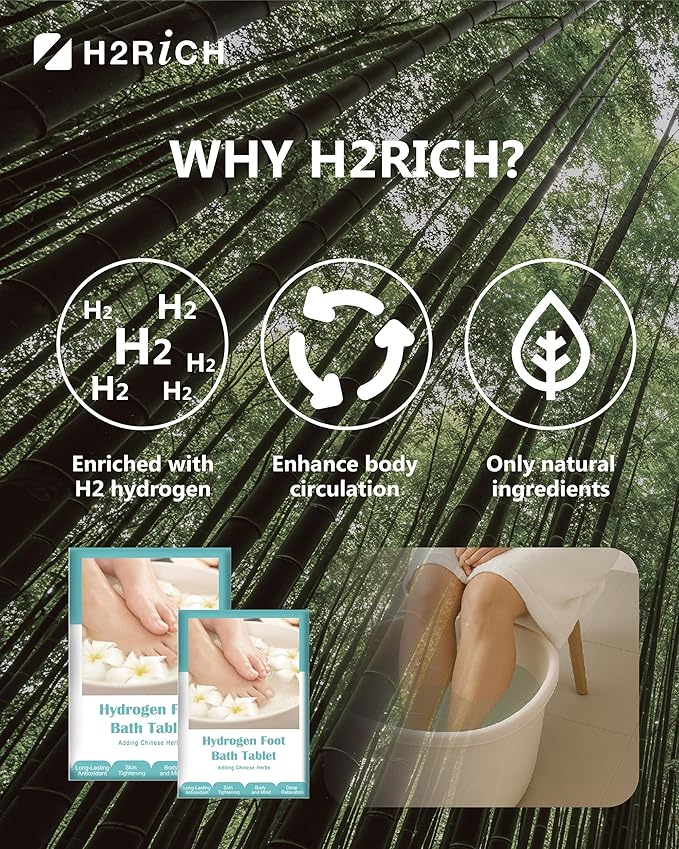 Hydrogen Foot Soak Effervescent Tablets 3 Pack | Ginger & Mugwort Herb Foot Bath, Relaxing Spa Pedicure Care | Improves Circulation, Soothes Tired Feet, Softens Calluses, Controls Odor