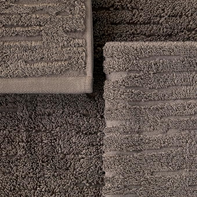 SKL Home CloudSoft Cotton Luxury Hand Towel 2pc Set for Bath/Kitchen/Bar & Gift, Mink Brown