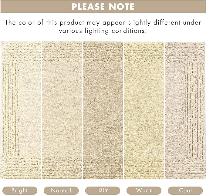 Madison Park Splendor Reversible 100% Cotton Tufted Bathroom Rug-3000 GSM Hotel Quality Luxurious Plush Medium Pile Bath Mat Absorbent, Quick Dry, Shower Room Décor, 24x60 Natural