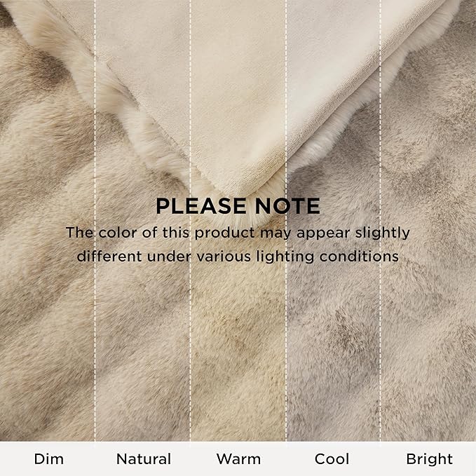 Bedsure GentleSoft Fluffy Faux Fur Blanket Twin Size, Fuzzy Soft Bubble Blanket for Couch, Faux Fur Decor for Home Living Room, Thick Furry Cozy Gifts for Women, Beige, 60x80 Inch