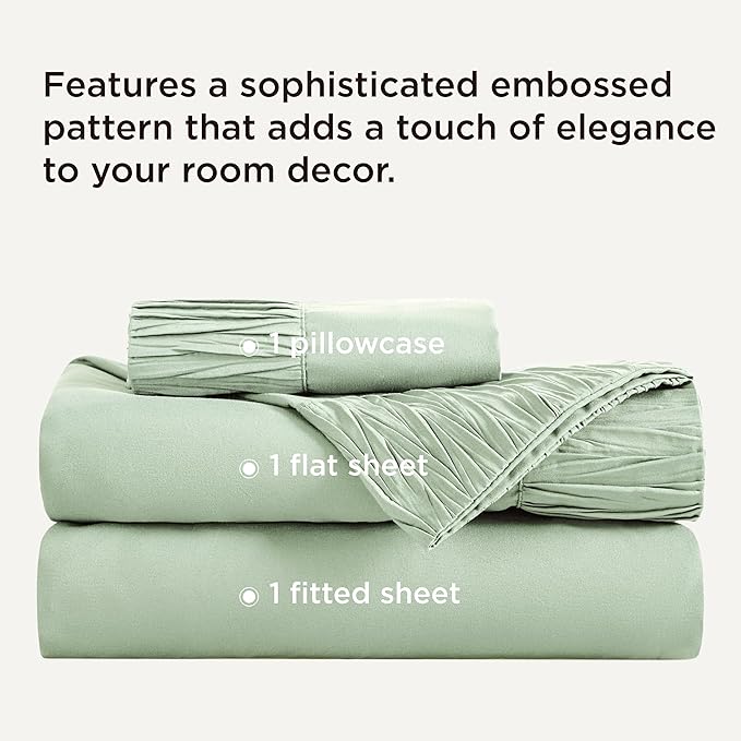 Bedsure Twin Sheets Set - 3 Pieces Soft Twin Bed Sheets - Breathable & Cooling - Hotel Luxury - Easy Care Polyester Microfiber Bedding for Women, Men, Sage Green