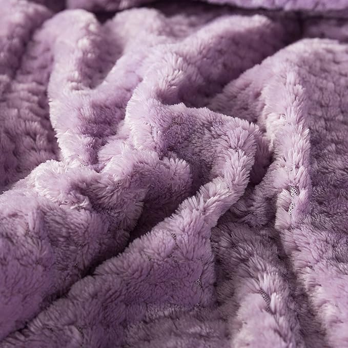 KASENTEX Super Ultra Soft Luxury Plush Sherpa Comforter, Cozy Reversible Faux Fur Machine Washable Bedding, Purple, Queen Size
