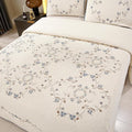 Quilt Set Blue Floral 3D Embroidery Pattern 2 PCS 100% Cotton Reversible Quilted Embroidered Decorative Bedspreads Coverlet Set, Lightweight &Soft Twin Size White Bedding Coverlet for All Season