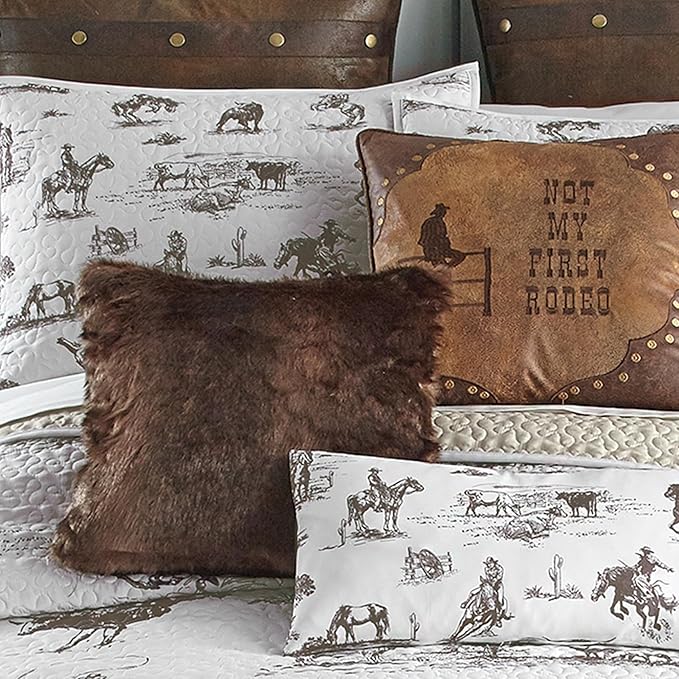 BLACK FOREST DECOR Cowboy Ranch King Quilt Set - Lightweight, Western Style Bedding with Cowboys and Horses, Includes Quilt and Shams, Machine Washable