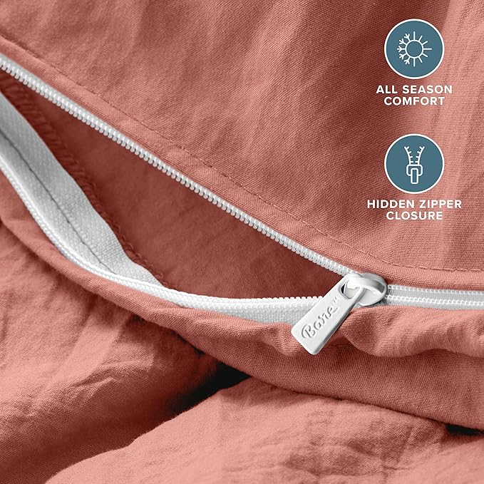 Bare Home Microfiber Duvet Cover Set - Ultra Soft Washed Microfiber - Oversized King Size - Linen-Like Look - Easy Care - Breathable Fabric - Our Softest Duvet Cover Set (Oversized King, Dusty Rose)