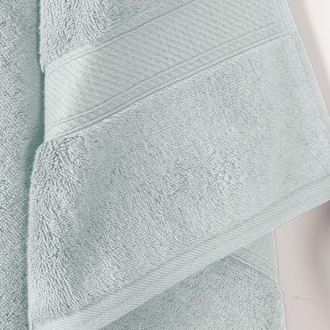 Superior Egyptian Cotton Pile Bath Towel Set of 2, Ultra Soft Luxury Towels, Thick Plush Essentials, Absorbent Heavyweight, Guest Bath, Hotel, Spa, Home Bathroom, Shower Basics, Sea Foam