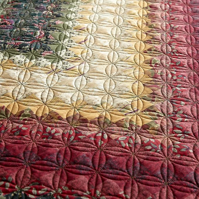 Donna Sharp Contemporary Polyester Quilt with Spice Postage Stamp Design - 1-Piece Twin Size Quilt, Machine Washable, Perfect for Any Decor Theme