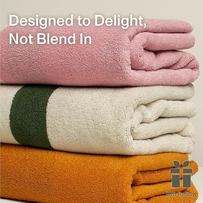Towels - Ultra Soft, Thick and Plush, Reversible - 1 PC Luxury Bath Towels (27.5"x 54"), 550 GSM,100% Combed Cotton, Made in Portugal, Perfect for Home and Bathroom, Wildwood Cognac-Janus