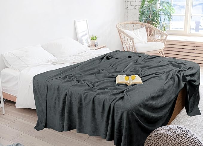 Utopia Bedding Smoke Gray 100% Cotton Blanket [Twin Size - 90x72 Inch] 350GSM Lightweight, Soft and Breathable Thermal Blanket for All Seasons (Pack of 10)
