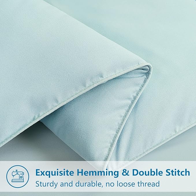 EASELAND Queen Size Down Alternative Comforter - Quilted Duvet Insert for All Seasons, Soft Lightweight with Corner Tabs, Summer Winter Warm Bedding, Aqua 88×88 Inches