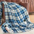 Heated Blanket Electric Throw 50X60, Heating Throw with 10 Levels 8 Hours Auto Off, Blue Plaid Sherpa Blanket Winter Warmer, Christmas Housewarming Gifts for Women Mom, Home Decor for Couch Bed Office