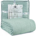 HILLFAIR 100% Combed Cotton Blanket– Twin Size Bed Warm Soft All Season Breathable Lightweight Summer Blankets– Waffle Weave Home Decor Bed Blanket- Sage Twin Cotton Blankets/Bedcovers