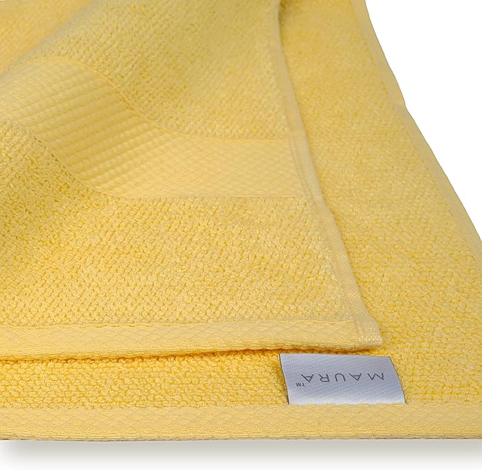 MAURA Premium Bath Towel Set 100% Cotton. 6 Piece Ultra Absorbent Quick Dry Soft Terry Bath Towels for Bathroom, Hotel and Spa Quality, Yellow
