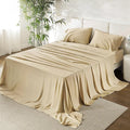 URBANHUT 100% Egyptian Cotton Sheets - 1000 Thread Count Queen Sheet Set (4Pc), Sateen Weave Luxury Hotel Sheets - Fits Upto 16" Mattress - Sand(Beige)