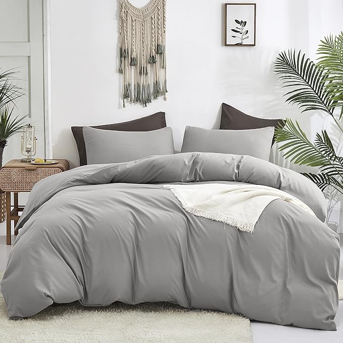Cottonight Silver Grey Comforter Sets California King Light Grey Bedding Comforter Set Gray Blanket Quilts Solid Modern Bedding Comforter Sets for Cal King Bed Women Men Adults