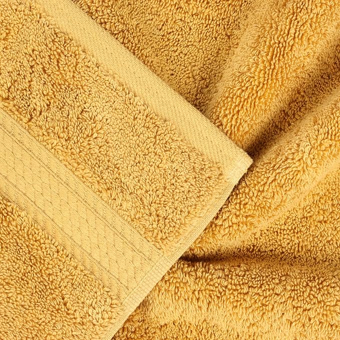Superior Egyptian Cotton Pile Bath Towels, Ultra Soft Luxury Towel, Thick Plush Essentials, Absorbent Heavyweight, Guest Bath, Hotel, Resort, Spa, Pool, Home Bathroom, Shower Basics, Set of 4, Gold