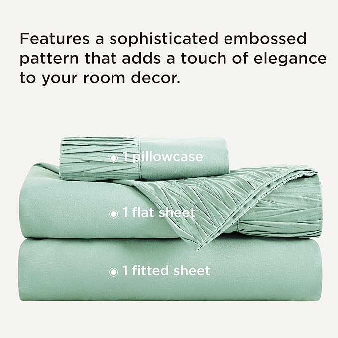 Bedsure Twin Sheets Set - 3 Pieces Soft Twin Bed Sheets - Breathable & Cooling - Hotel Luxury - Easy Care Polyester Microfiber Bedding for Women, Men, Mint Green
