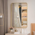 TETOTE Brushed Gold Bathroom Mirror, 24 x 36 Inch Metal Framed Mirror, Brushed Brass Rectangle Wall Mounted Golden Vanity Mirror (Horizontal/Vertical)