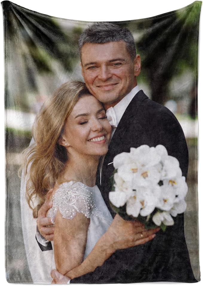Ships Next Day, Custom Blanket with Picture - Printed in USA, Personalized Photo Blanket (Fleece - 30x40)