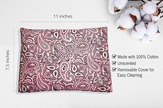 Microwavable Corn Filled Heating Pad and Cold Pack/Washable 100% Cotton Cover (Bandana - Pink, 7.5in W x 11in L)
