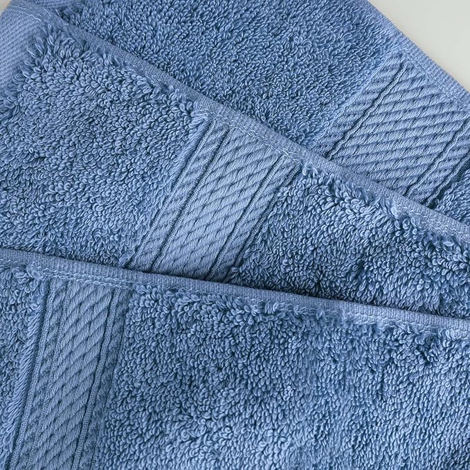 SUPERIOR Egyptian Cotton Pile 9 Piece Towel Set, Includes 3 Bath, 3 Hand, 3 Face Towels/Washcloths, Ultra Soft Luxury Towels, Thick Plush Essentials, Guest Bath, Spa, Hotel Bathroom, Denim Blue