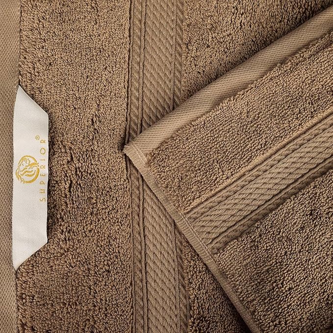 Superior Egyptian Cotton Pile Bath Sheet Set of 2, Ultra Soft Luxury Towels, Thick Plush Essentials, Absorbent Heavyweight, Guest Bath, Hotel, Spa, Home Bathroom, Shower Basics, Latte