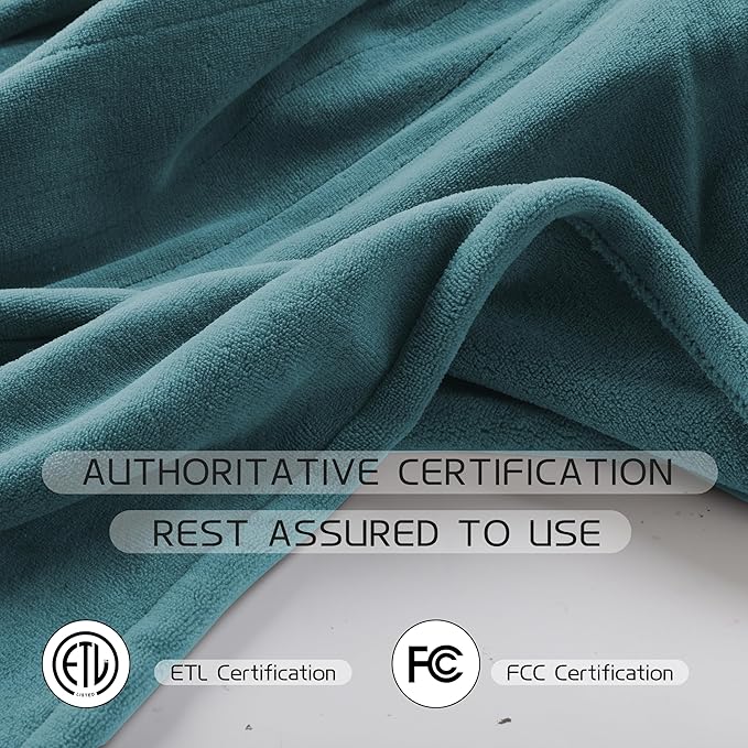 Heated Electric Blanket 72"x84" Full Size, Soft Coral Fleece Fast Heated Blanket with 4 Heating Levels and 10 Hours Auto-Off, Cozy Plush Fabric, Machine Washable - Home, Teal