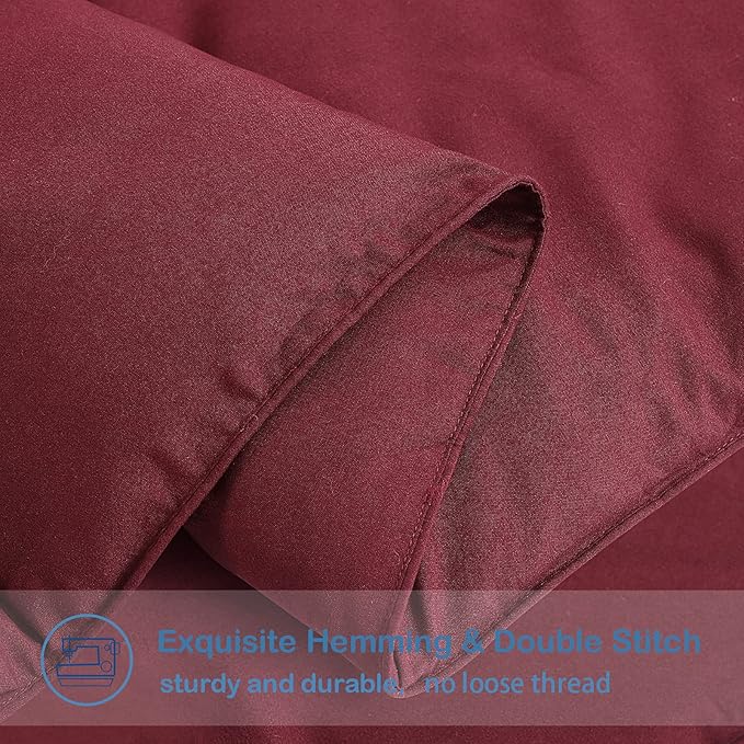 EASELAND Twin XL Down Alternative Comforter - Quilted Duvet Insert for All Seasons, Soft Lightweight with Corner Tabs, Summer Winter Warm Bedding, Burgundy 68×92 Inches