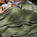 Bedsure Cooling Cotton Waffle King Size Blanket - Lightweight Breathable Blanket of Rayon Derived from Bamboo for Hot Sleepers, Luxury Throws for Bed, Couch and Sofa, Green, 104x90 Inches