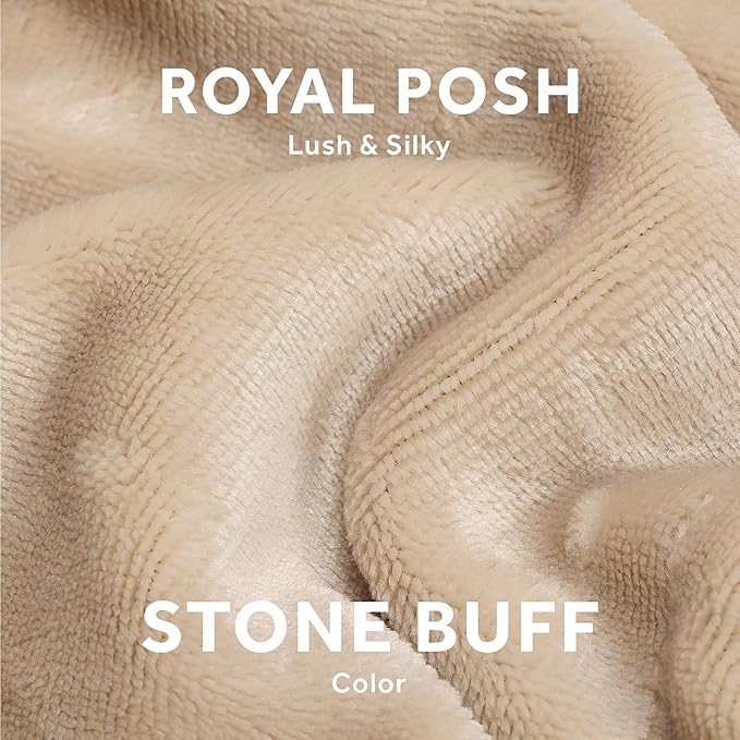 Sunbeam Ultimate Cozy Royal Posh Velvet Hand & Foot Pocket Heated Throw Electric Blanket, 50" x 72", 4 Heat Settings, 4-Hour Auto Shut-Off, Warming Throw for Couch or Bed, Machine Washable, Stone Buff