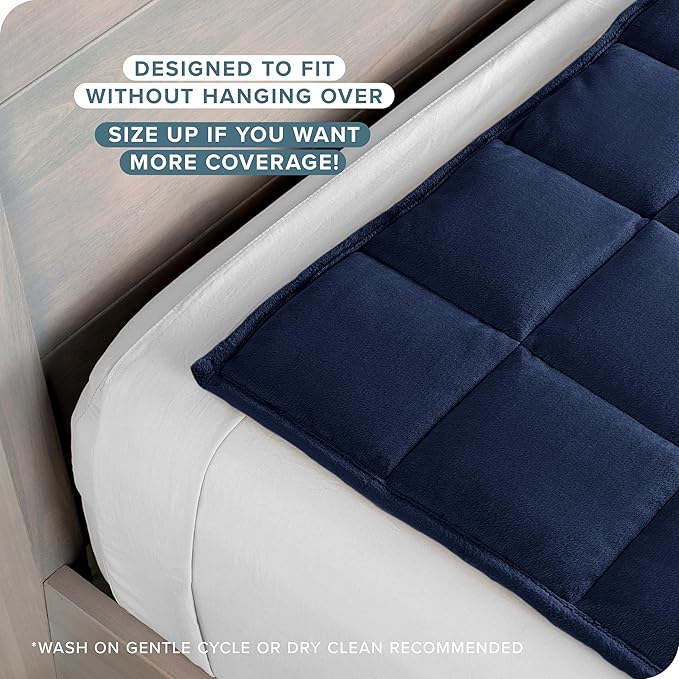 Bare Home Weighted Blanket Queen Size 17lb (60" x 80") for Adults - Minky Fleece - Premium Heavy Blanket Nontoxic Glass Beads (Dark Blue, 60"x80")