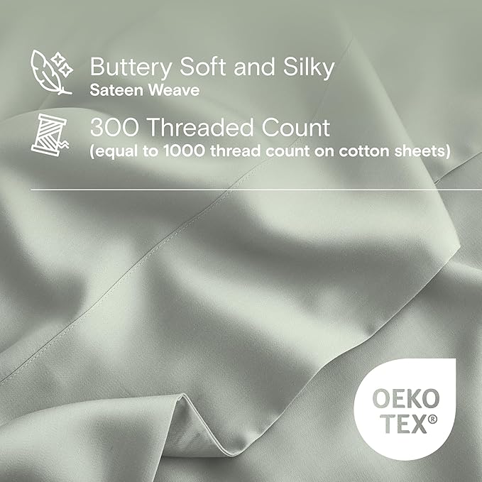 DOZ Duvet Cover Set, 100% Viscose derived from Bamboo, Organically Grown, Buttery Soft, Cooling Duvet Covers, High GSM, 1 Duvet Cover and 1 Pillowcase, 70"x90" (Sage, Twin/Twin XL)
