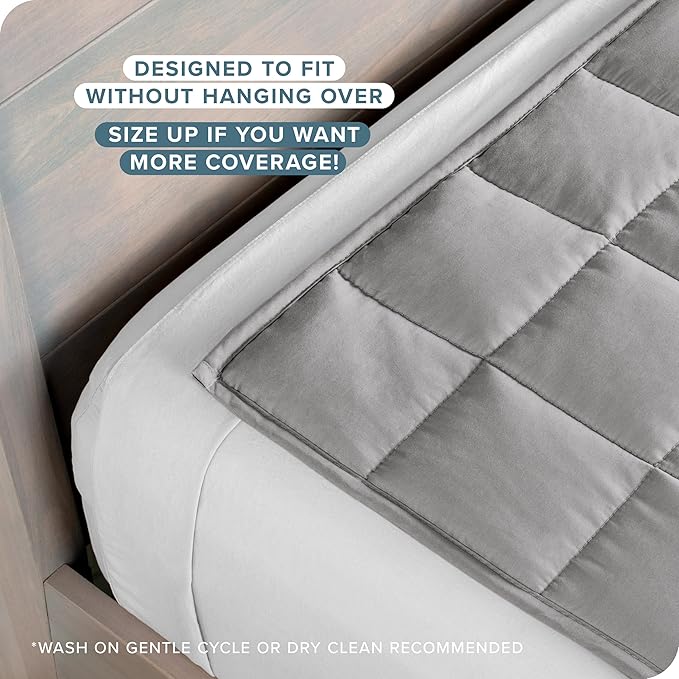 Bare Home Weighted Blanket All-Natural 100% Cotton with Nontoxic Glass Beads 48"x72" 15lbs, Light Grey