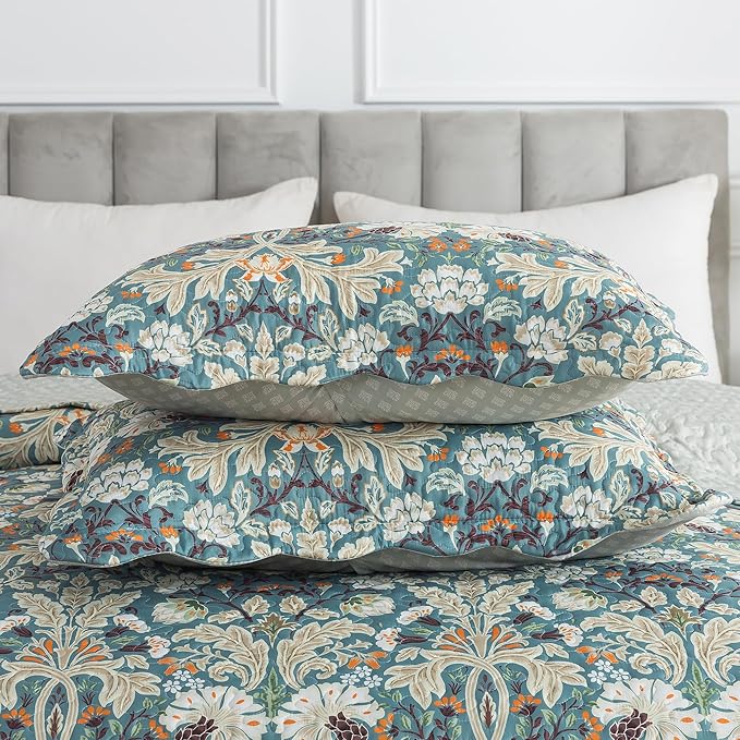 HoneiLife Quilt Sets King Size - Microfiber Bedspreads for King Bed, 3-Piece Lightweight Coverlets, Retro Bed Cover King Quilt Bedding Set All Season Quilts-Grayish Green