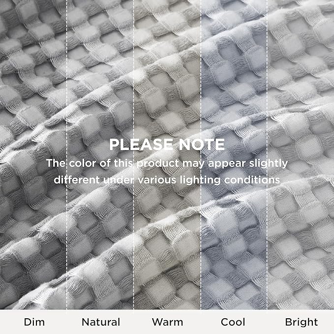Bedsure Cooling Cotton Waffle Oversized King Blanket - Lightweight Breathable Blankets Rayon Derived from Bamboo for Hot Sleepers, Luxury Throws for Bed and Sofa, Grey, 120x96 Inches