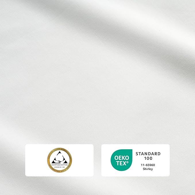 IZOD 100% Egyptian Cotton Sheets Set Twin Size, Cotton Percale Crisp Sheet Set 3Pc, Lightweight & Deep Pocket fits Upto 17", Long-Staple Soft Combed, Hotel Style Sheets Luxury Bedding Sheet - White