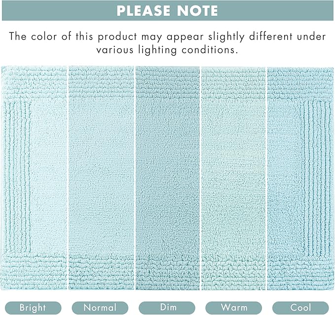 Madison Park Splendor Reversible 100% Cotton Tufted Bathroom Rug-3000 GSM Hotel Quality Luxurious Plush Medium Pile Bath Mat Absorbent, Quick Dry, Shower Room Décor, 24x60 Blue