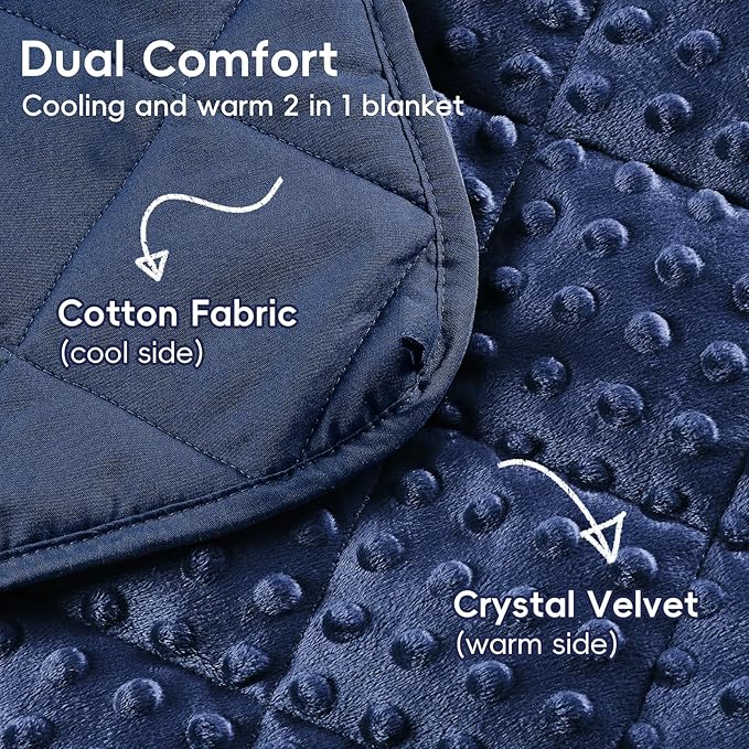 yescool Weighted Blanket 3 lb Blue Small Weighted Lap Blanket for Boys and Girls, Cooling Weighted Throw Blankets Minky Heavy Blankets, Christmas Gifts for 20-45lbs, 36 * 48in