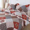 HoneiLife Quilt Set King Size - 3 Piece Microfiber Bedspread Reversible Coverlet Patchwork Bedding Set Lightweight Bedcover Floral Bedspreads All Season Quilts-Amaranth Red