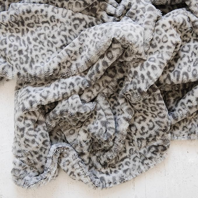 GRACED SOFT LUXURIES Throw Blanket Softest Warm Elegant Cozy Comfy Cuddly Cheetah Faux Fur Adults, Couch, Sofa, Arm Chair (Snow Leopard, Extra Large 60" x 80")