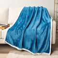 PAVILIA Sherpa Fleece Throw Blanket for Couch, Twin Size, Teal Blue, Plush Soft Fuzzy Sofa Blanket, Cozy Reversible Winter Throw for Women Men, 60x80 Inches