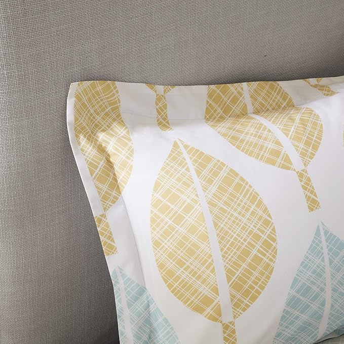 Madison Park Cozy Bed in a Bag Comforter, Vibrant Color Design All Season Down Alternative Cover with Complete Sheet Set, Queen (90 in x 90 in), Leaf Yellow/Aqua