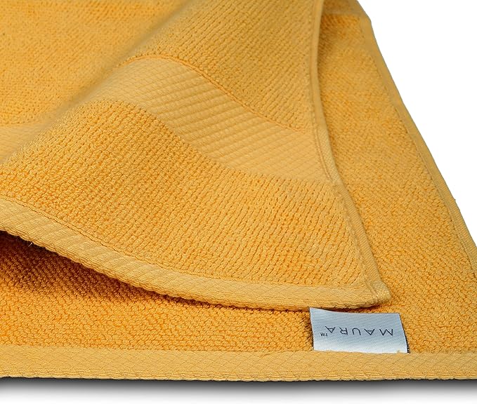 MAURA Premium Bath Towel Set 100% Cotton. 6 Piece Ultra Absorbent Quick Dry Soft Terry Bath Towels for Bathroom, Hotel and Spa Quality, Pure Gold