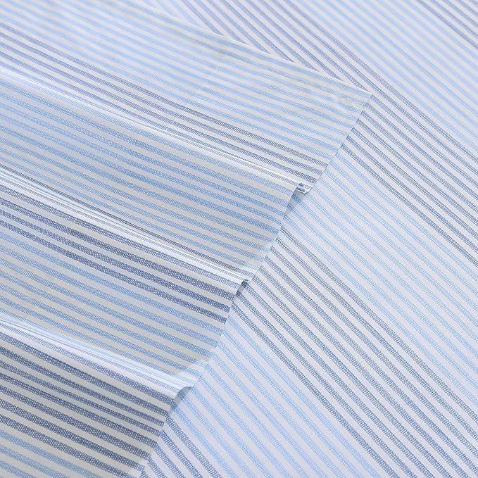 Tommy Bahama - King Sheets, Super Soft Cotton Percale Bedding Set with Matching Pillowcases, Crisp & Cool, Coastal Room Essentials (Weekend Stripe Blue, King)
