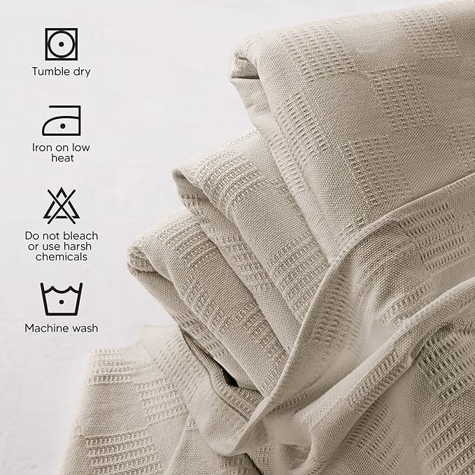 Utopia Bedding Khaki 100% Cotton Blanket [Throw Size - 60x50 Inch] 350GSM Lightweight, Soft and Breathable Thermal Blanket for All Seasons