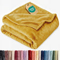 Ultra Soft Fleece Blanket Throw Size - Flannel Fleece Luxury Throw Blanket - Lightweight for Couch Bed Chair - Thick, Warm and Breathable - All Season Cozy Fuzzy, Anti-Static Microplush Bedding, Gold