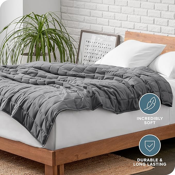 Bare Home Weighted Blanket King Size 25lb (80" x 87") for Adults - All-Natural 100% Cotton - Premium Heavy Blanket Nontoxic Glass Beads (Grey, 80"x87")