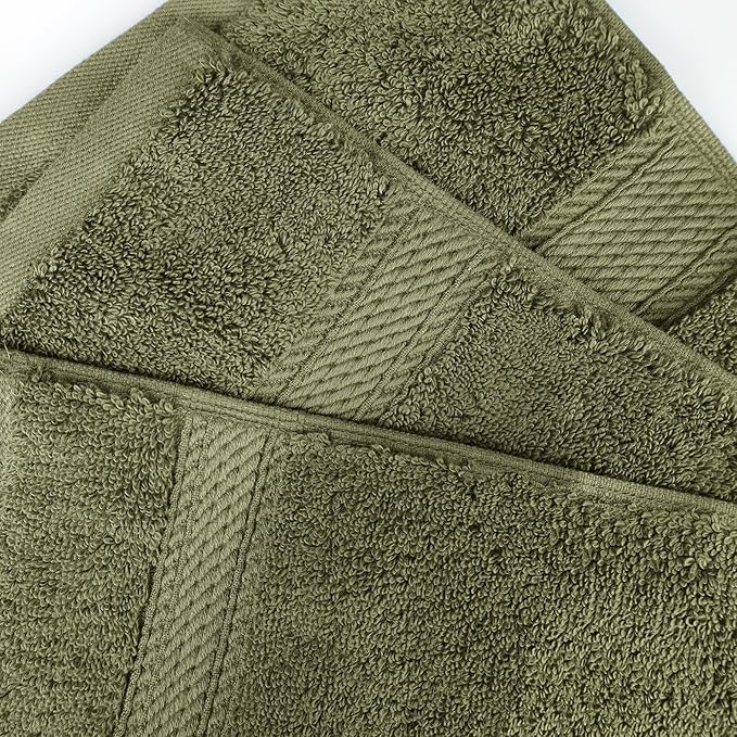 Superior Egyptian Cotton Pile 8 Piece Towel Set, Includes 2 Bath, 2 Hand, 4 Face Towels/Washcloths, Ultra Soft Luxury Towels, Thick Plush Essentials, Guest Bath, Spa, Hotel Bathroom, Forest Green