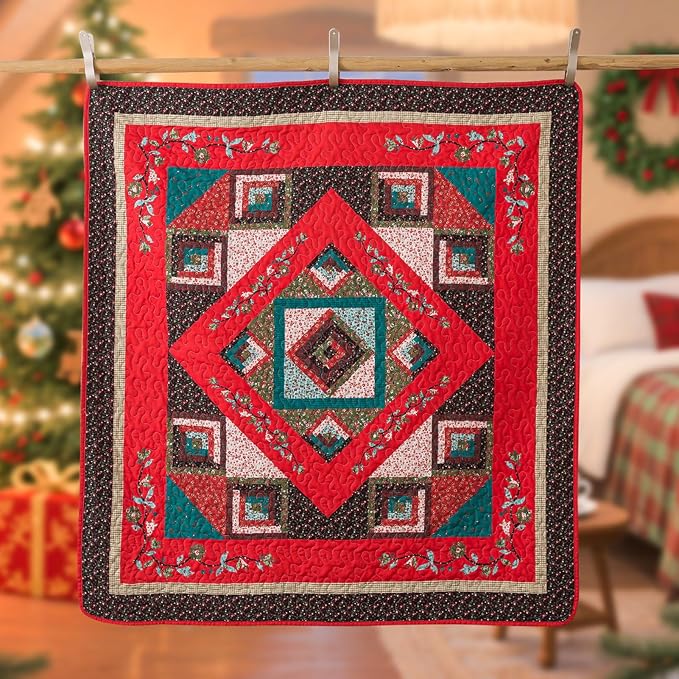 BEDIFANY Christmas Queen Size Quilt Set - Cotton Bedspreads Queen for Bed - Lightweight Farmhouse Queen Quilt Bedding Sets for All Seasons, 3 Pieces